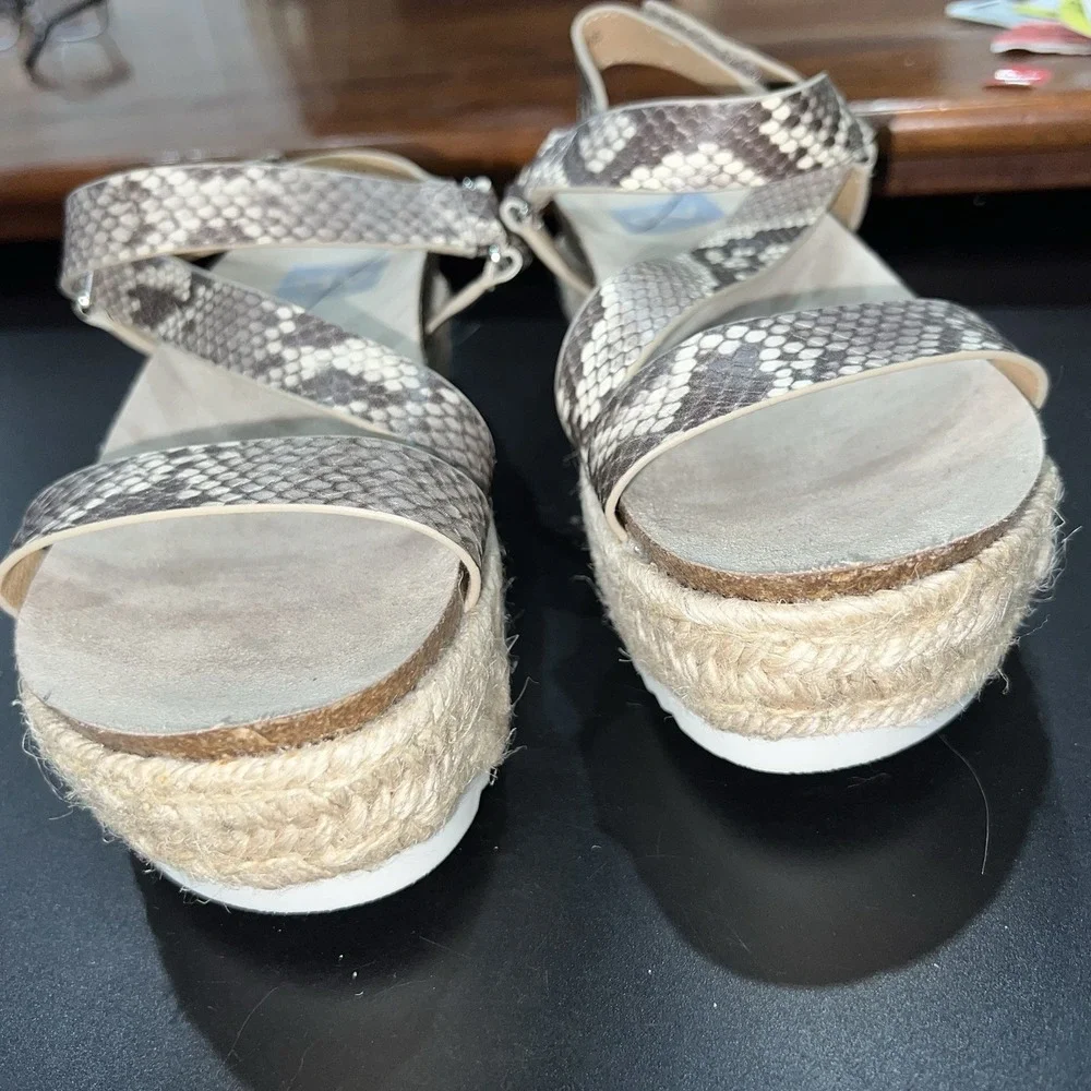 Dolce Vita Iman Sandals Espadrille Platform BOHO Snake Leather Size 6.5